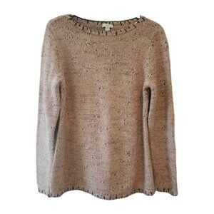 Pure Jill Sweater Marled Crewneck Pullover Long Sleeve M Beige